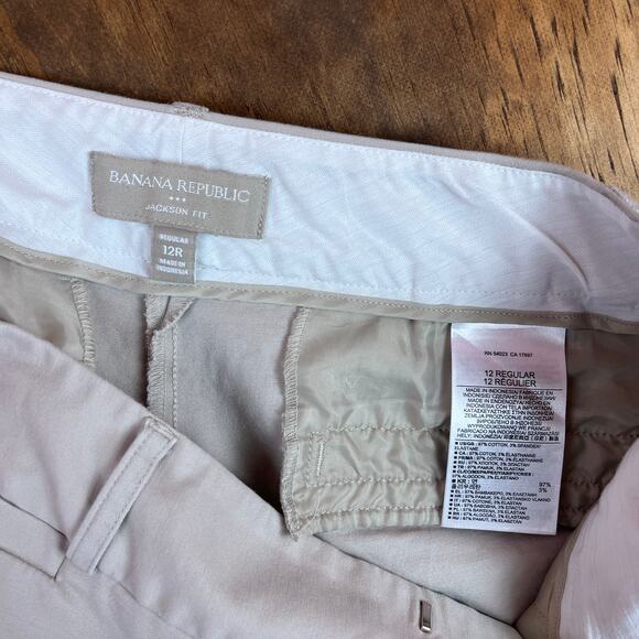 Banana Republic Womens Pants Tan Jackson Fit Chinos Straight Leg Stretch 12R - Picture 4 of 11